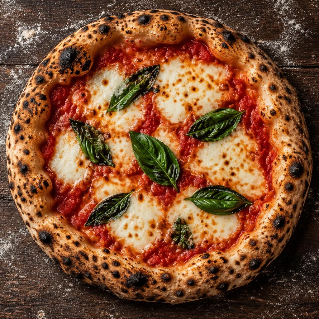 Frisch gebackene neapolitanische Steinofen-Pizza